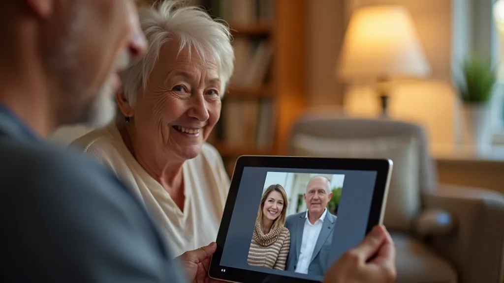 Video call demonstration on tablet screen