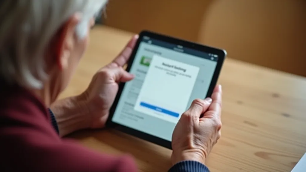 Hands holding tablet showing notification popup from calendar app with reminder text and time