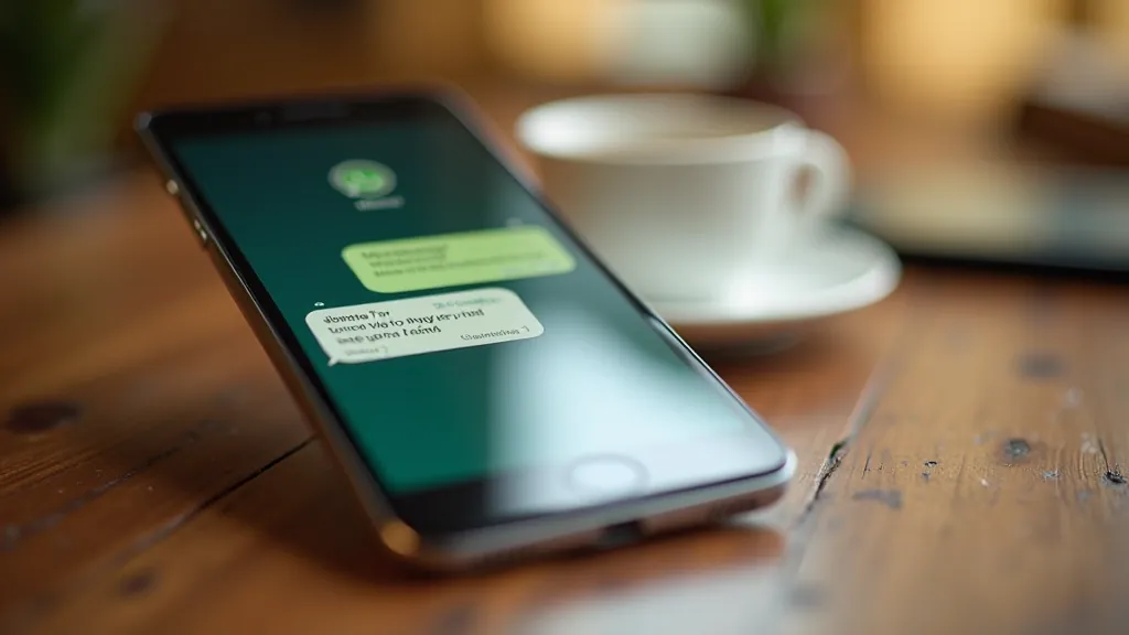Close-up of smartphone screen showing WhatsApp chat conversation with message bubbles and send button highlighted